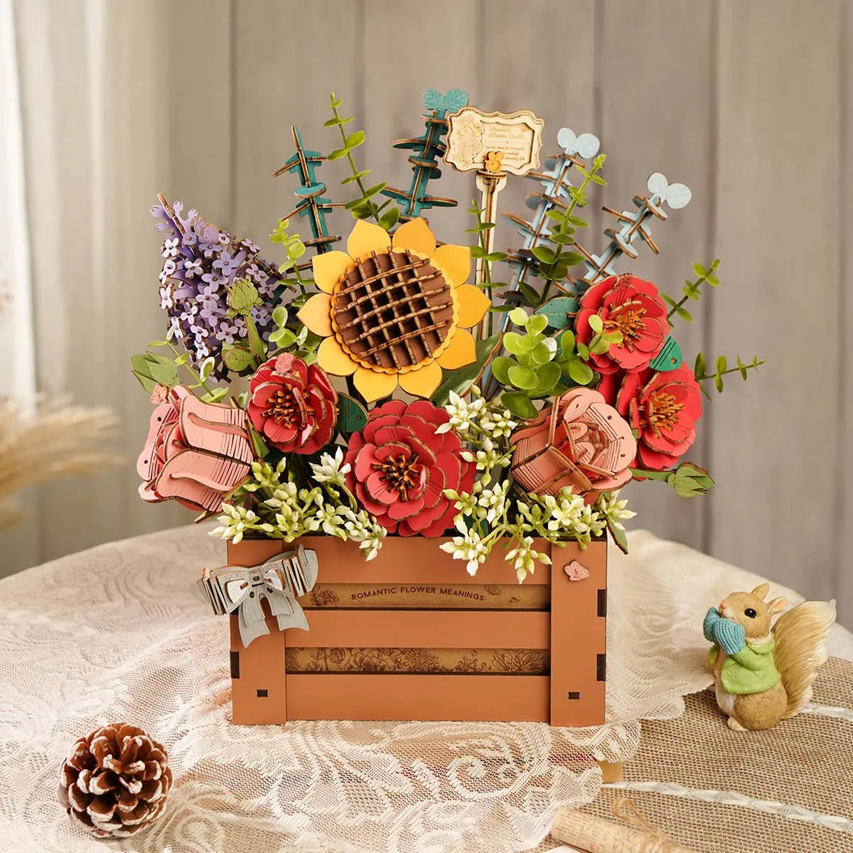 Caja de flores de madera DIY 3D